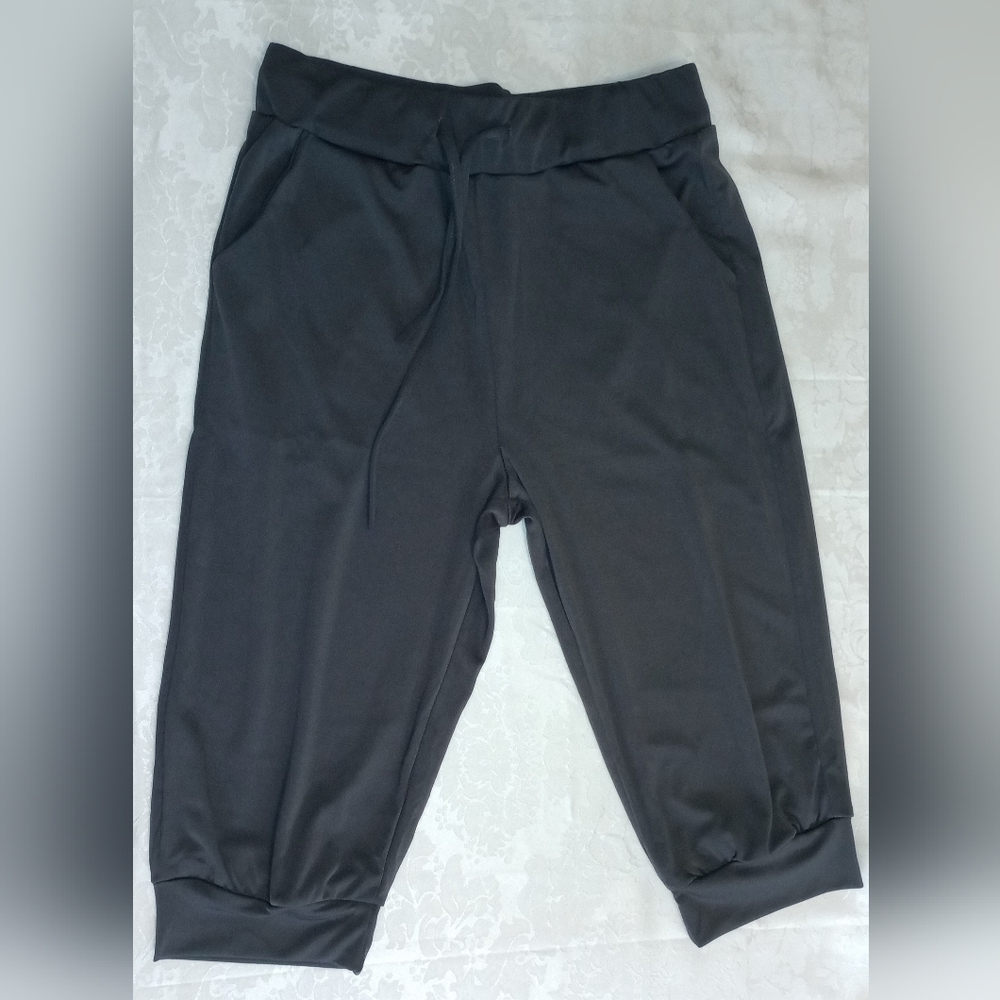 Drawstring Capri Pants, Versatile Solid Casual Pants With Pockets, Women Clothin